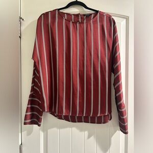 Express burgundy, long sleeve pinstriped blouse